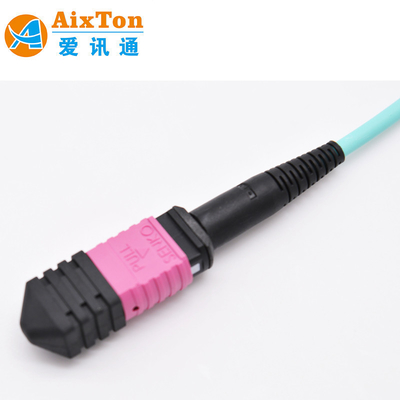 كابل ألياف مستديرة MTP/MPO مسبق الإنهاء بـ 24 قلبًا من الألياف متعددة الأوضاع OM3 50/125 ميكرومتر لمراكز البيانات في فيتنام