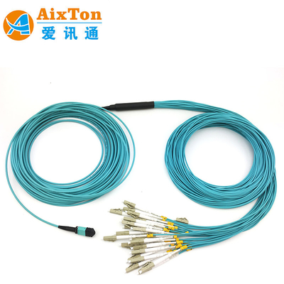 OM4 MPO إلى LC 12 Core Multimode Fanout MTP MPO كابل الألياف الضوئية الألياف الضوئية لمركز البيانات